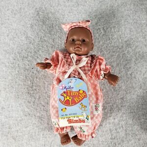 Vintage Simba My Tiny‎ Baby Doll African American Girl Pink Gingham Outfit NWT